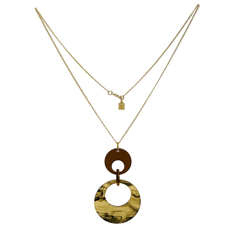 Swinging Circle Pendant - White Tortoiseshell & Earth