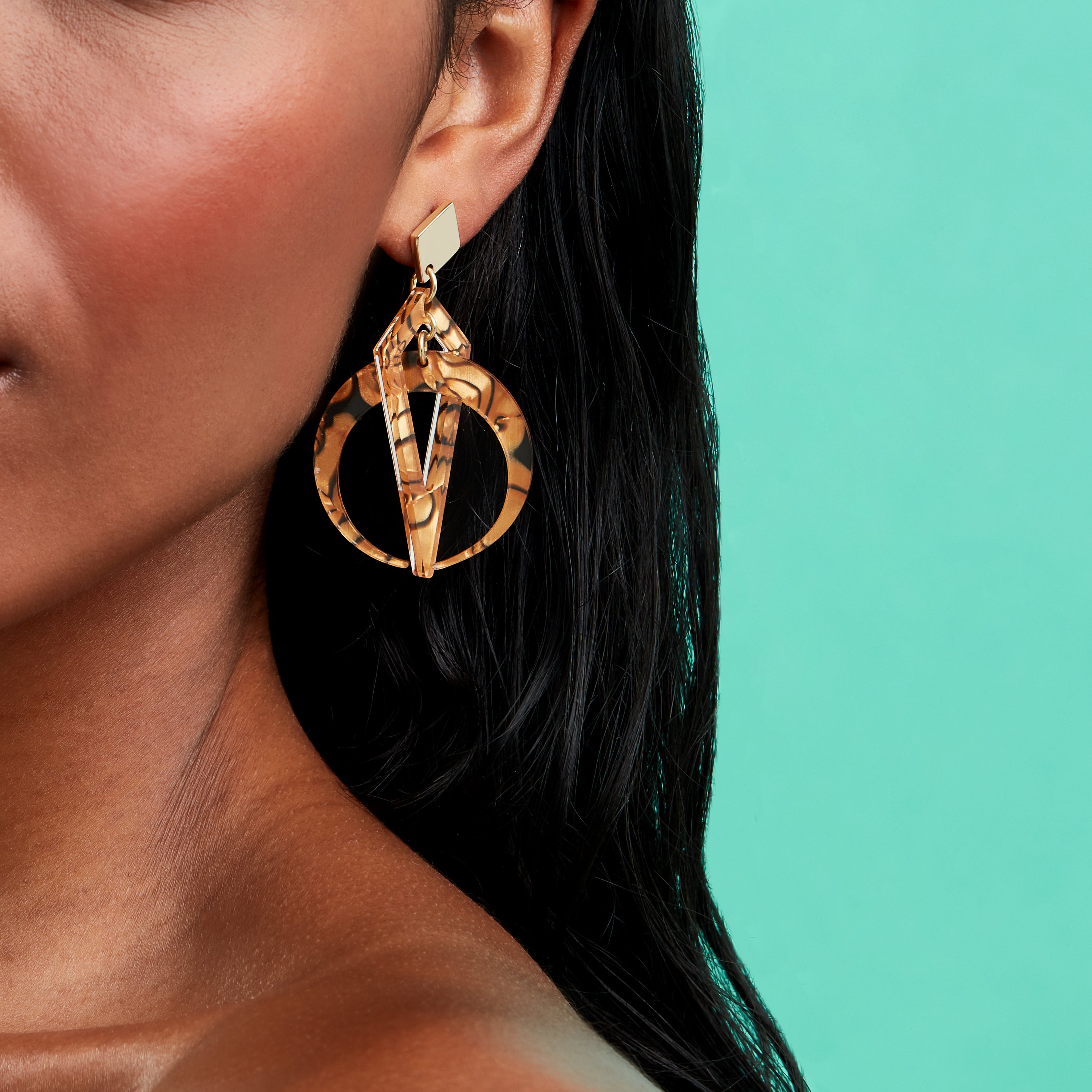 Petite Crescent Hoop Earrings - Tiger Shell