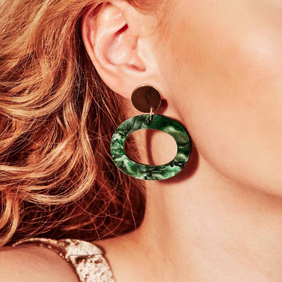 The Oh Earrings - Emerald Pearl