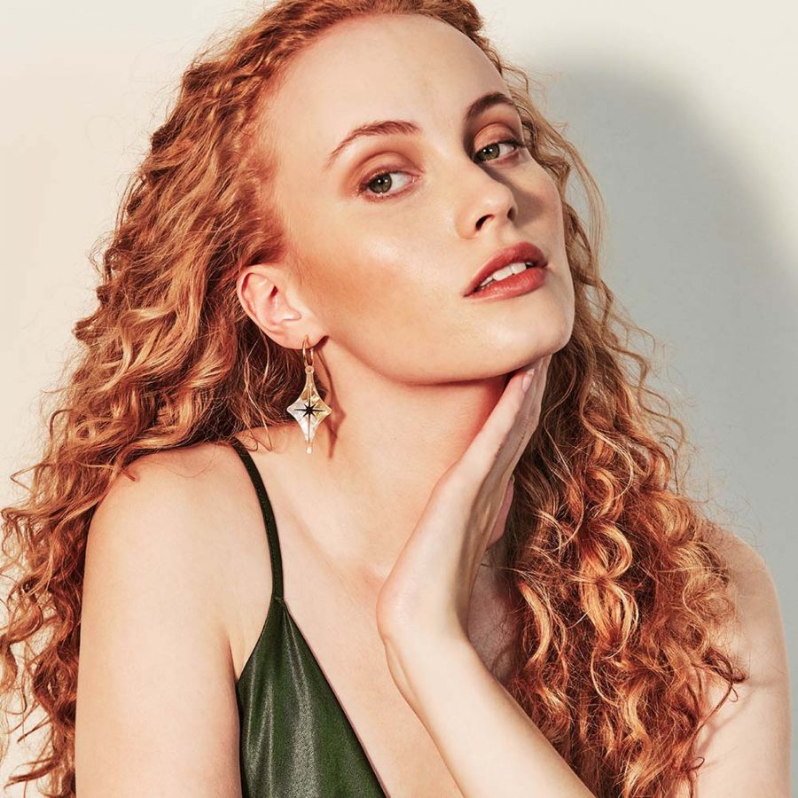 Starlight Hoop Earrings - White & Gold Confetti