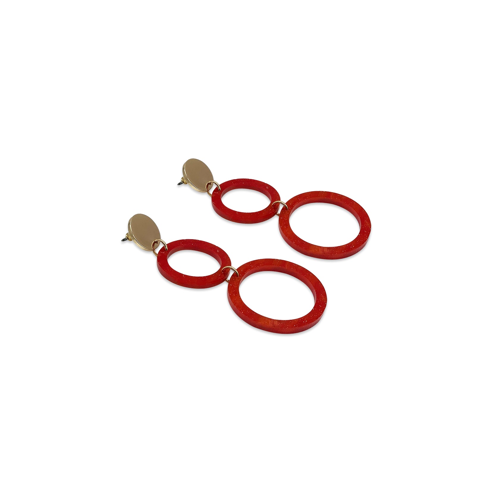 The Eighties Circle Earrings - Sienna Red