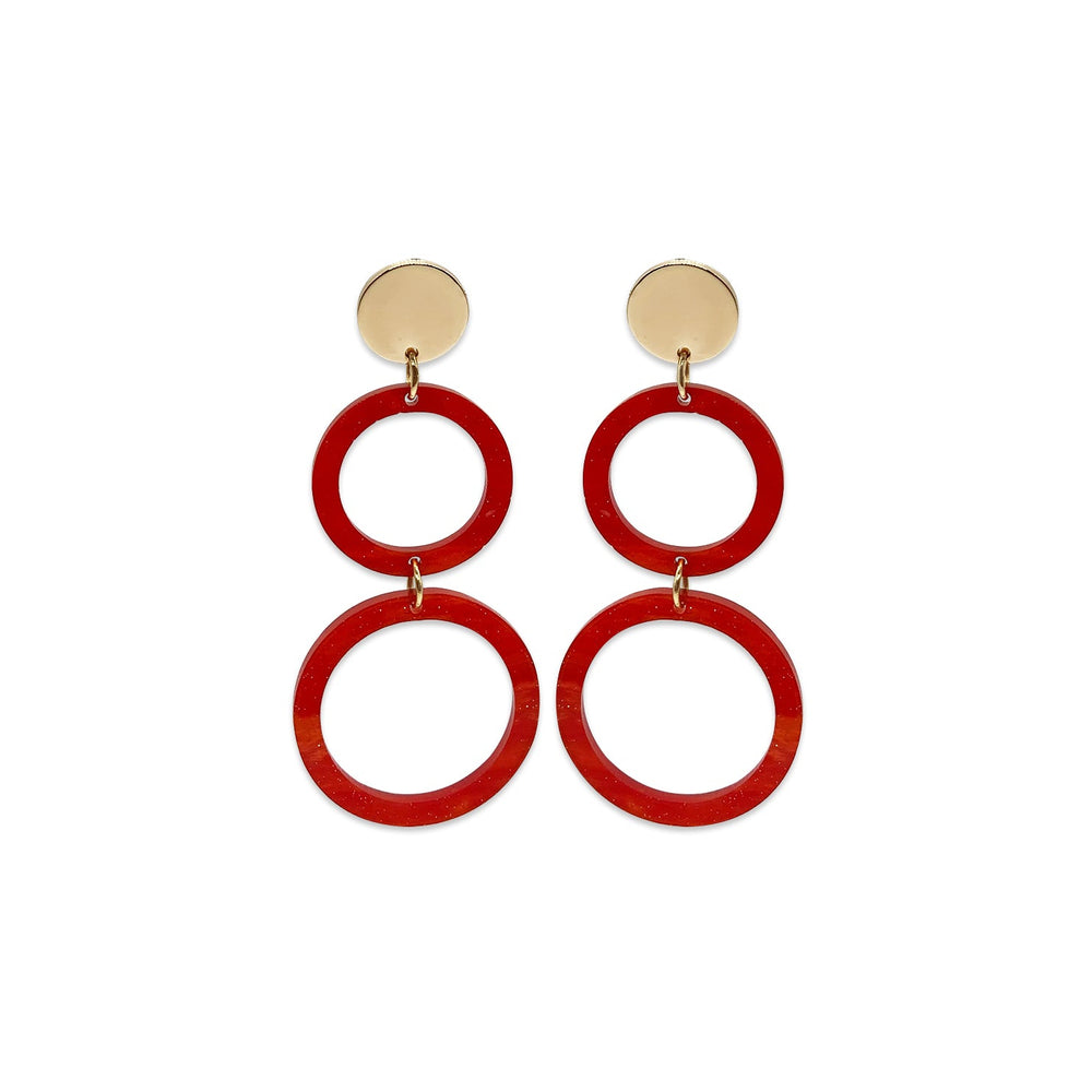 The Eighties Circle Earrings - Sienna Red