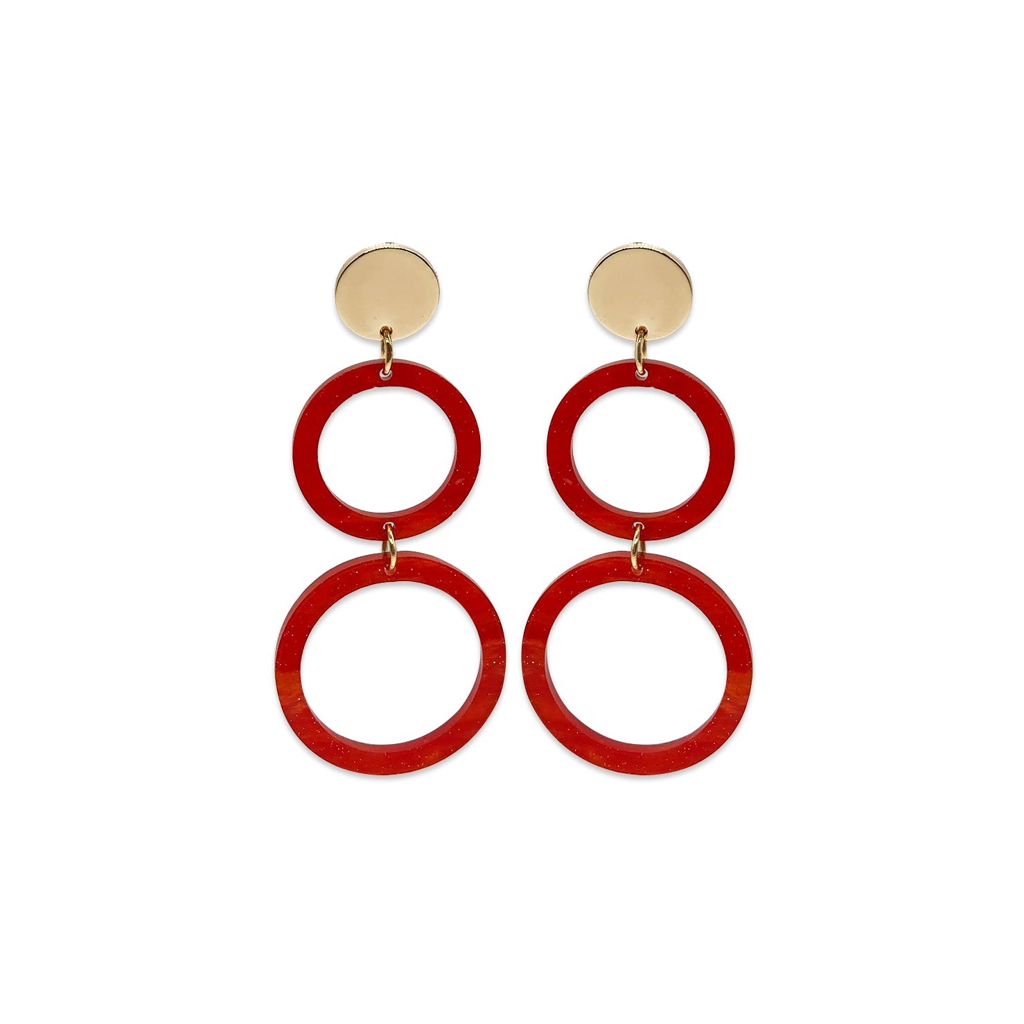 The Eighties Circle Earrings - Sienna Red