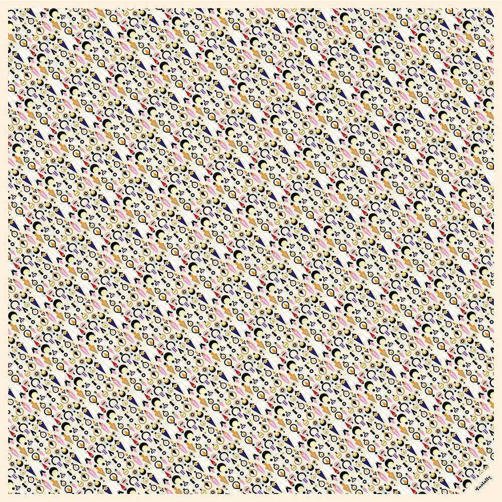 The Collection Small Square Silk Scarf- Beige