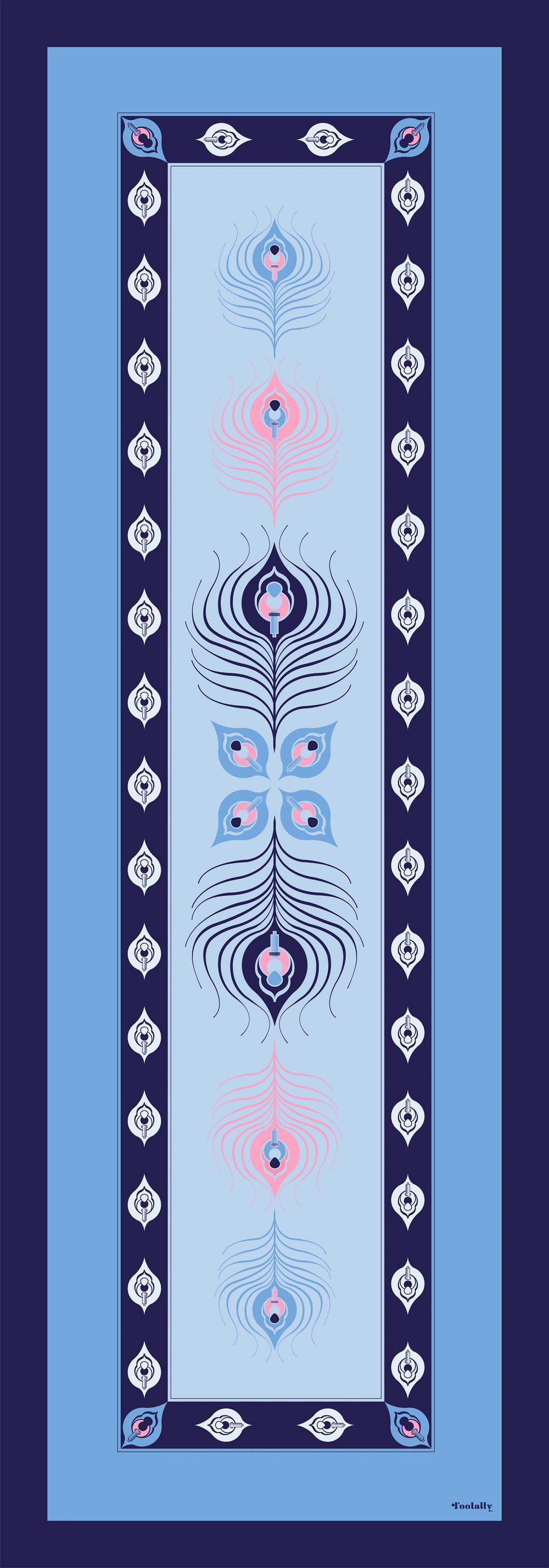The Peacock Skinny Silk Scarf- Sky Blue