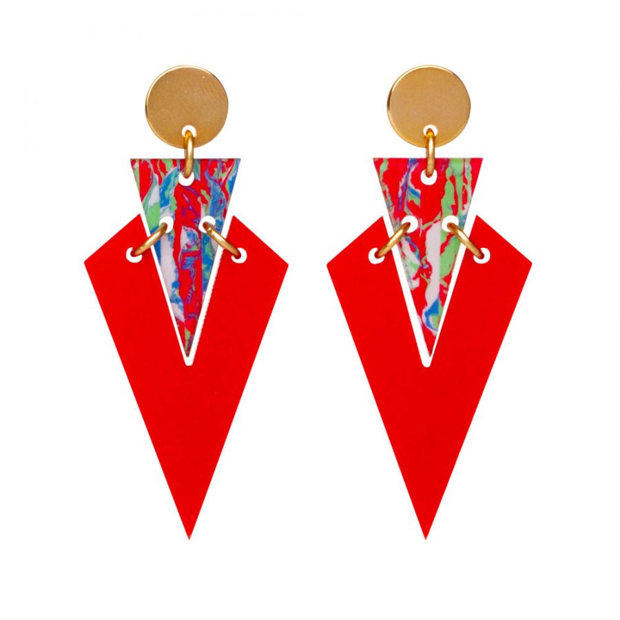 Art Deco Droplets - Royal Red & Red Splatter