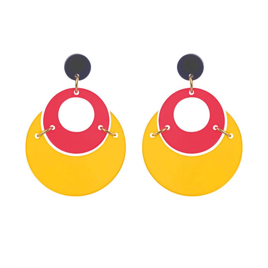 By Moonlight Earrings - Saffron & Raspberry