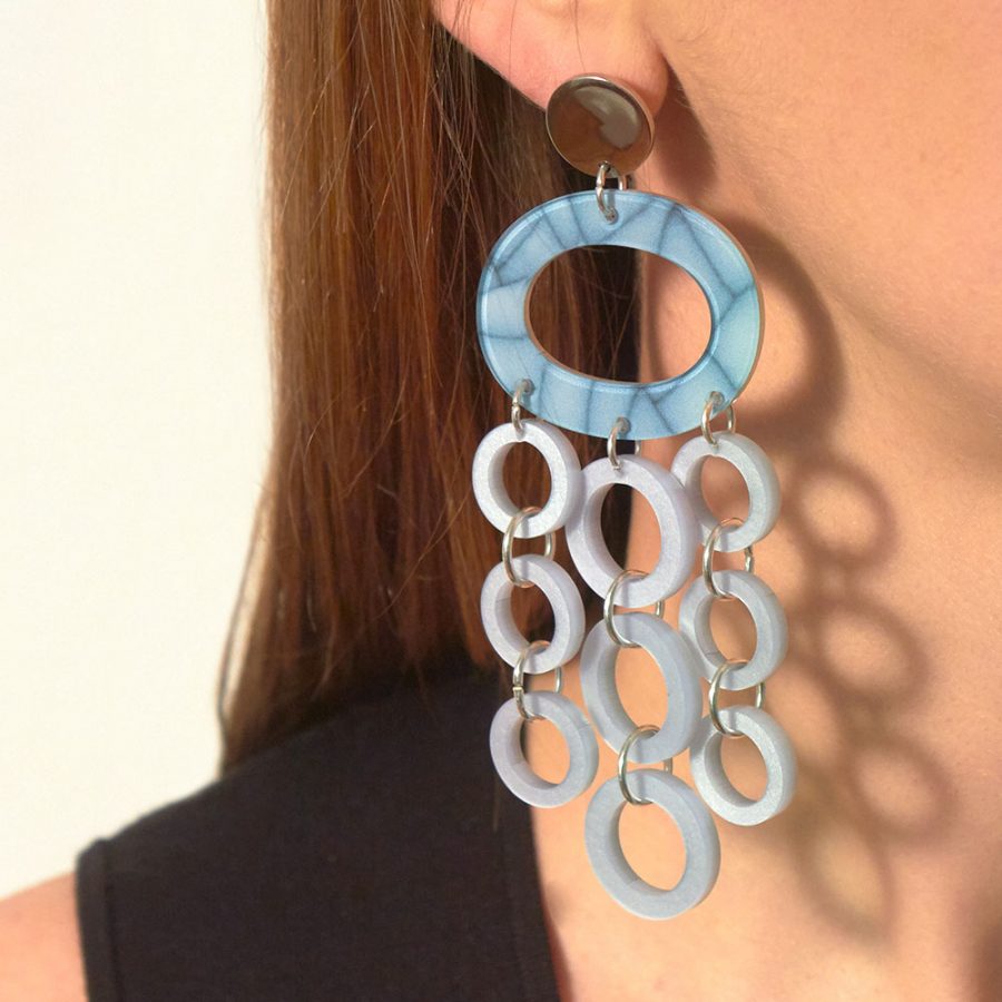Oh What A Night Chandelier Earrings - Porcelain & Baby Blue