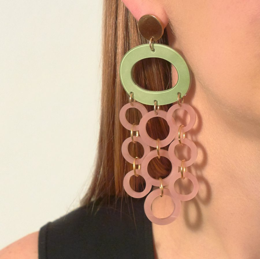 Oh What A Night Chandelier Earrings - Jade & Antique Rose