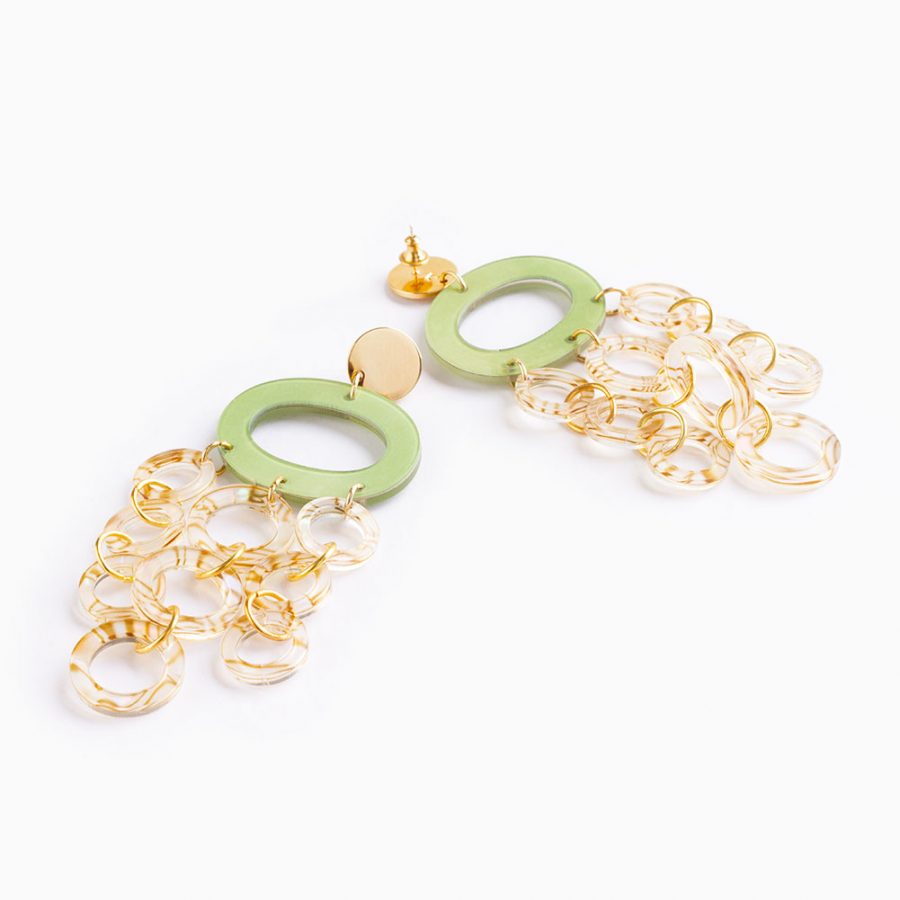 Oh What A Night Chandelier Earrings - Jade & Shell