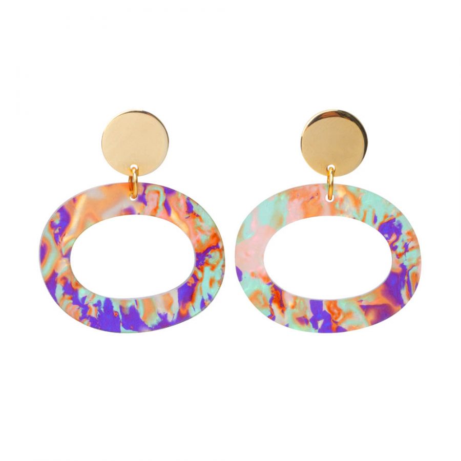 The Oh Earrings -Blue Splatter