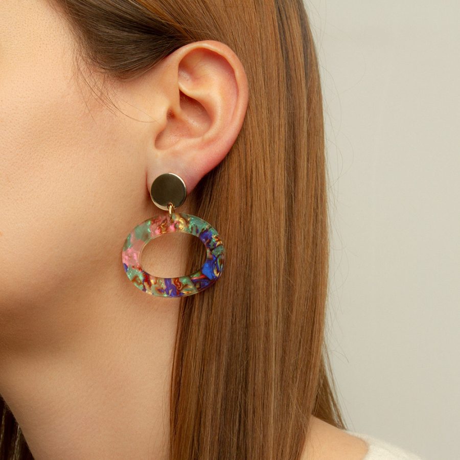 The Oh Earrings -Blue Splatter