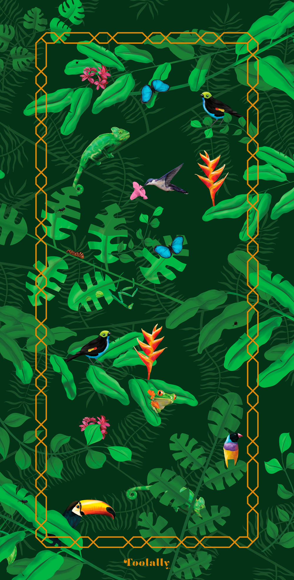 It's a Jungle Out There Skinny Silk Scarf- Green