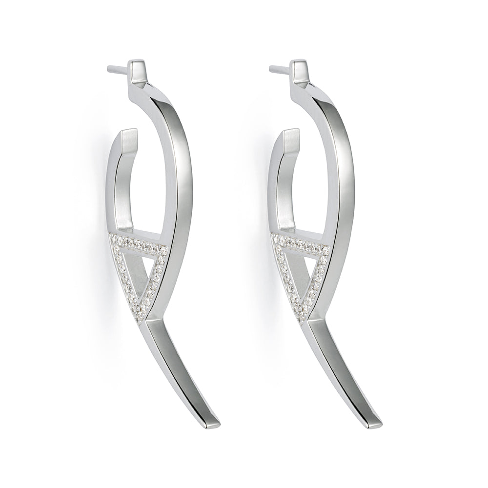 Flick Earrings - Sterling Silver & Cubic Zirconia