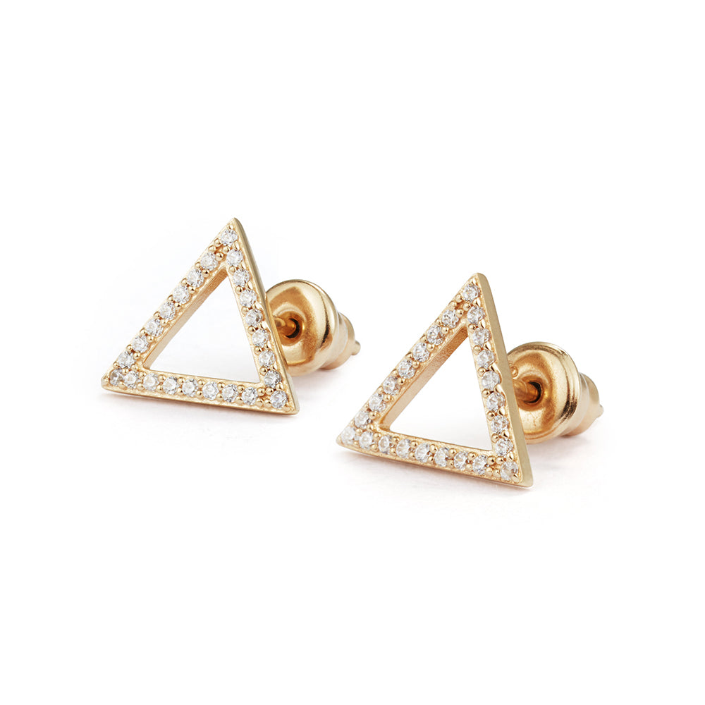 Triangle Stud Earrings - Gold Vermeil & Cubic Zirconia