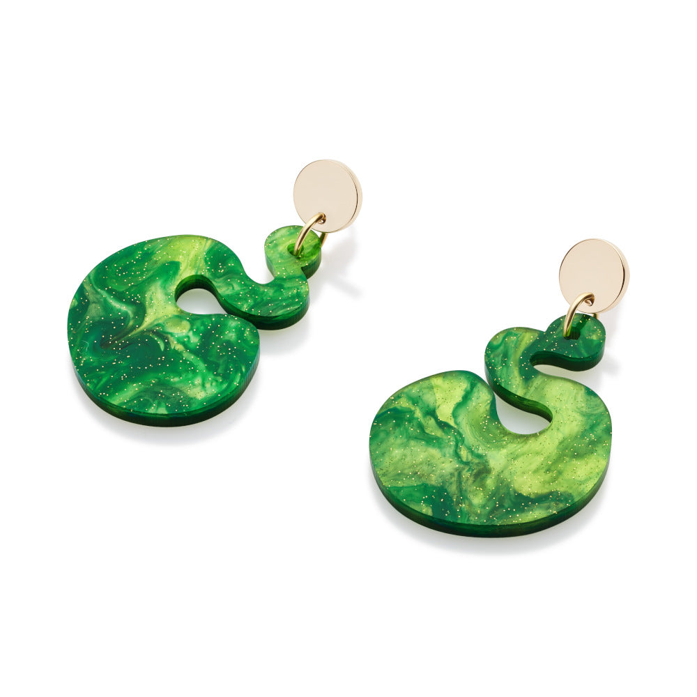 Whirls Earrings - Green Gliltter