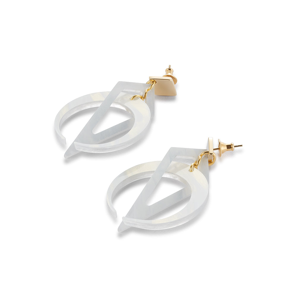 Petite Crescent Hoops - White Pearl