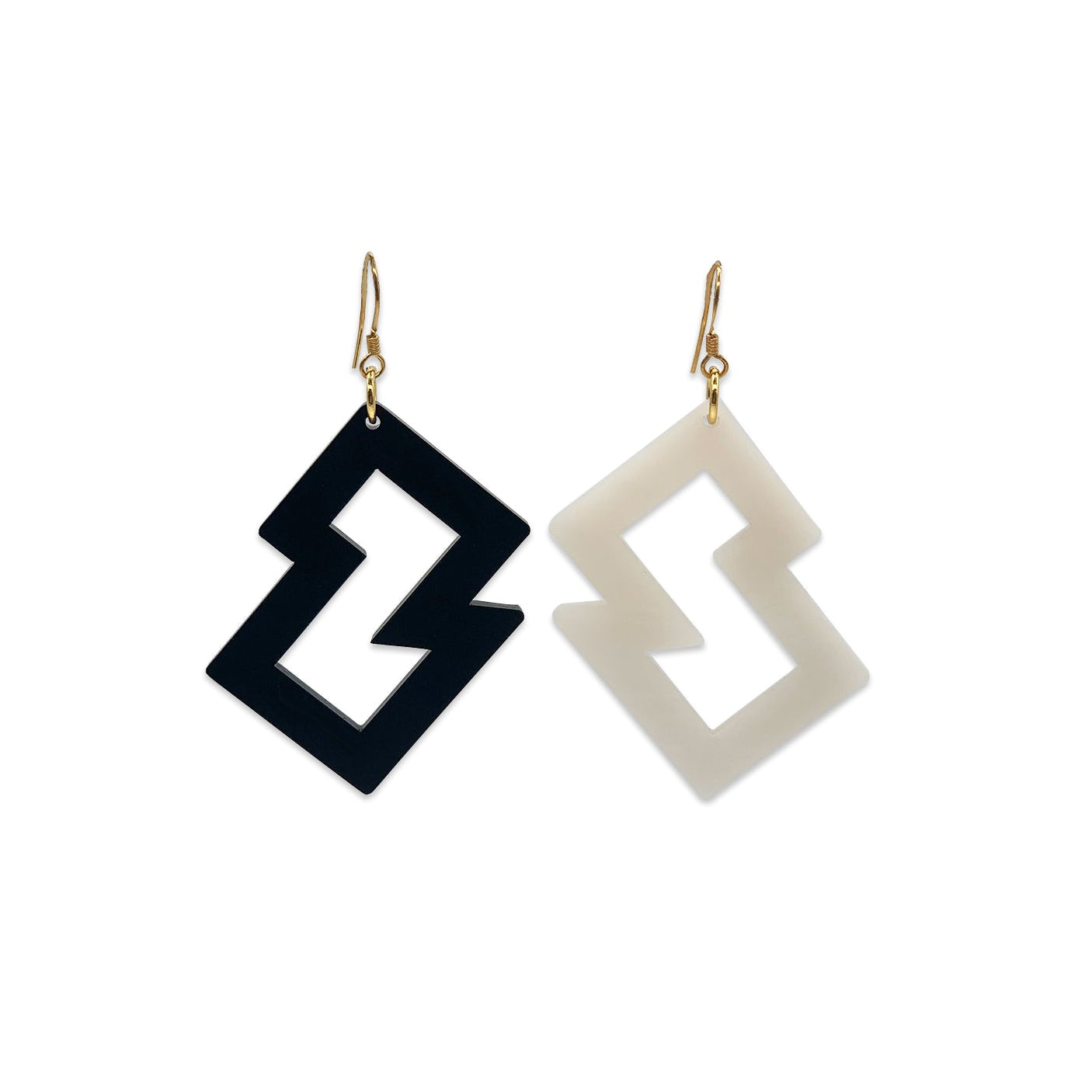 Mismatched Zoop Earrings - Black & Alabaster