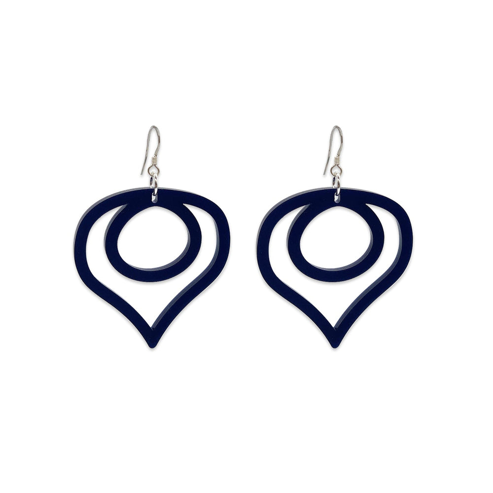 Abstract Teardrop Earring - Navy Blue