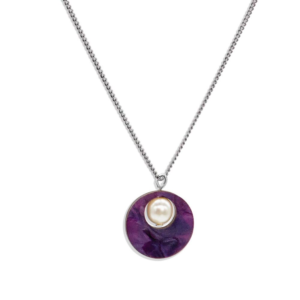 Charming Pearl Circle Pendant - Amethyst Pearl