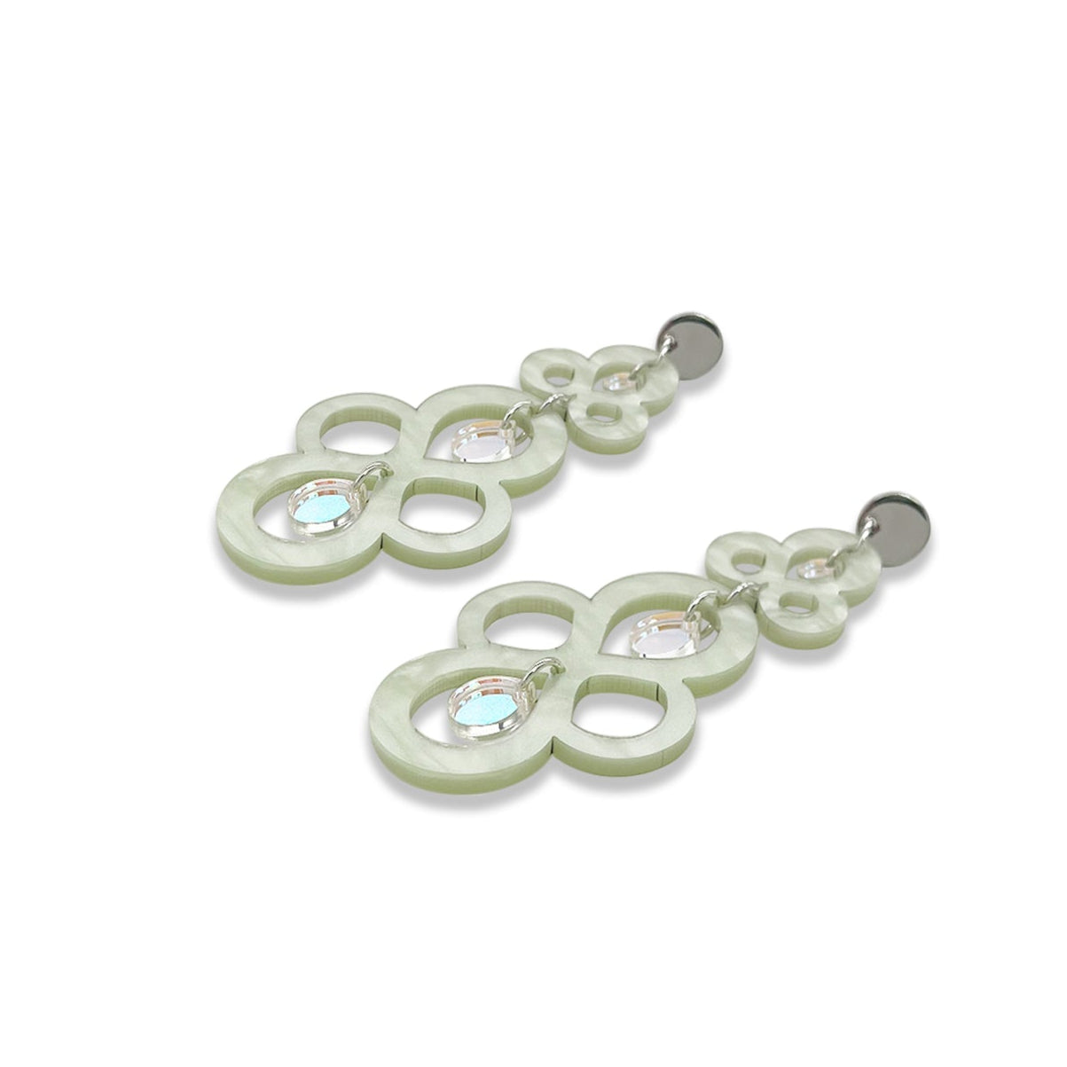 Batik Earrings - Regent Green & Iridescent