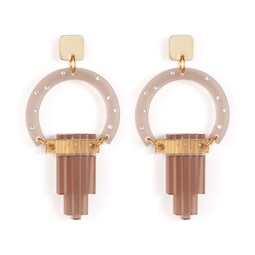 Art Deco Chandelier Earrings - Champagne & Crystals