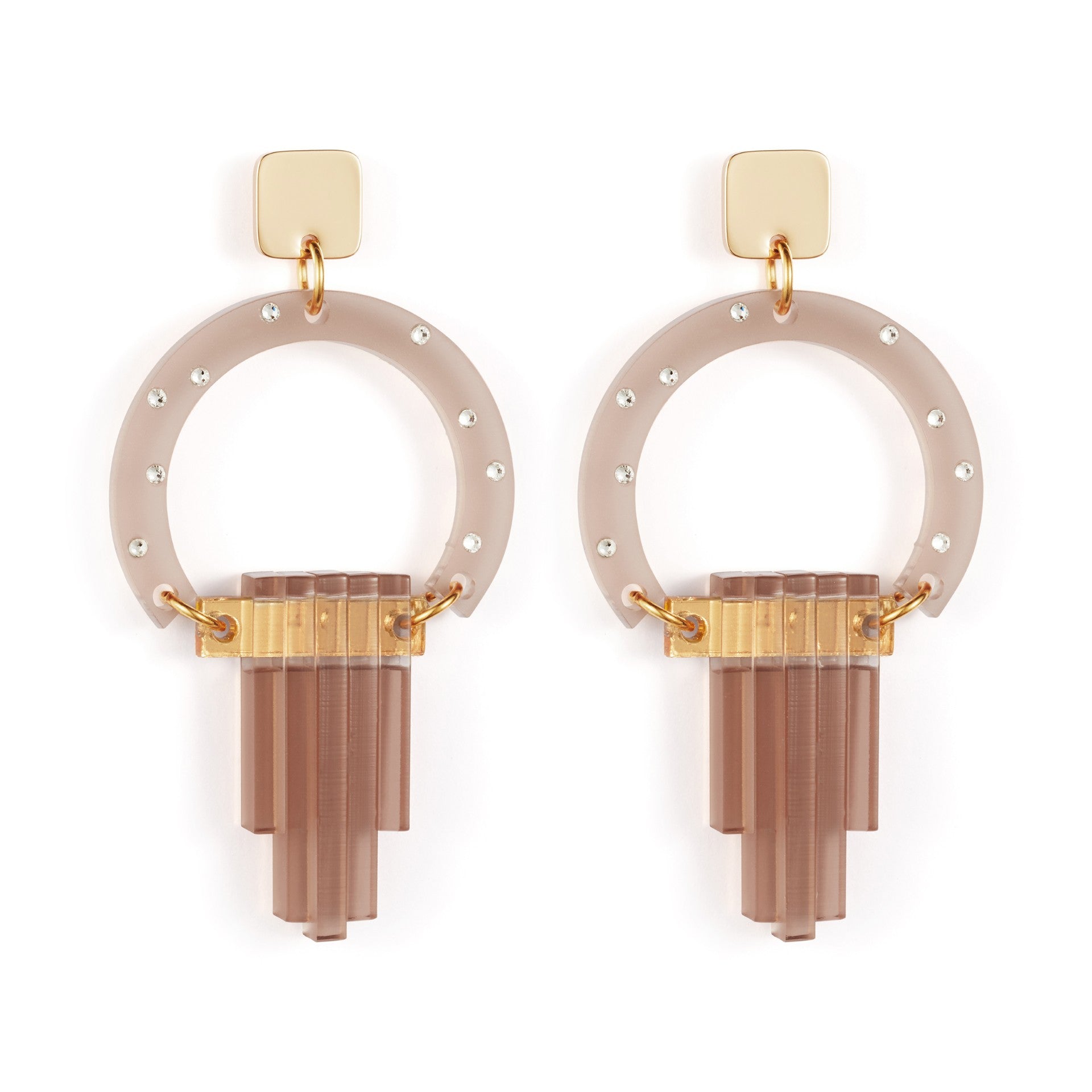 Art Deco Chandelier Earrings - Champagne & Crystals