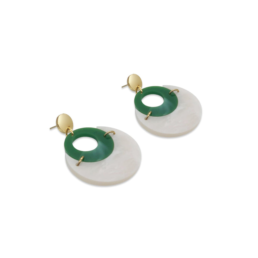 By Moonlight Earrings - Jade Green & Alabaster