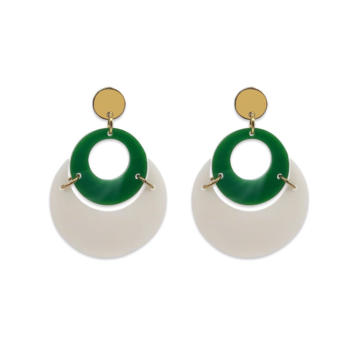 By Moonlight Earrings - Jade Green & Alabaster