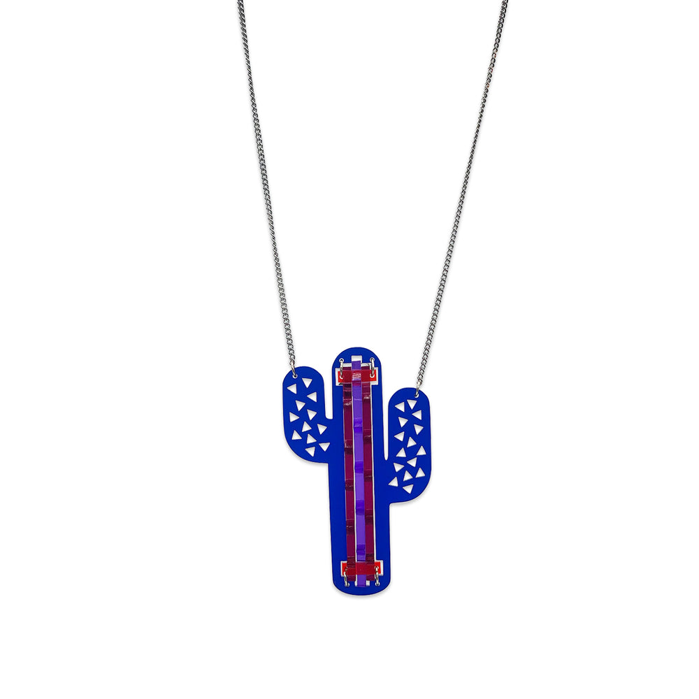 Cactus Necklace - Blue, Red & Purple