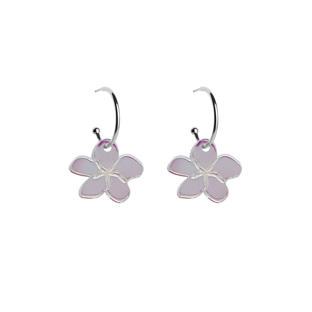 Christmas Roses Hoop Earrings - Iridescent
