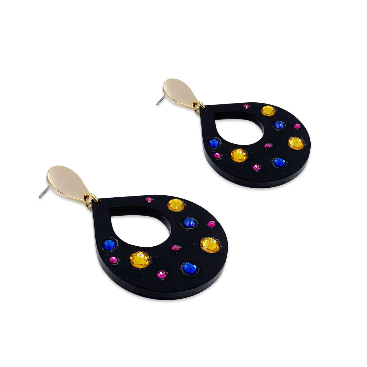 Crystal Tear Drops - Navy Blue