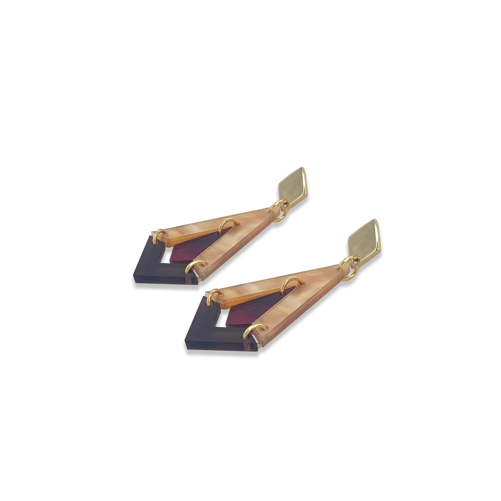 Art Deco Diamond Drops - Caramel Swirl, Tortoiseshell & Earth