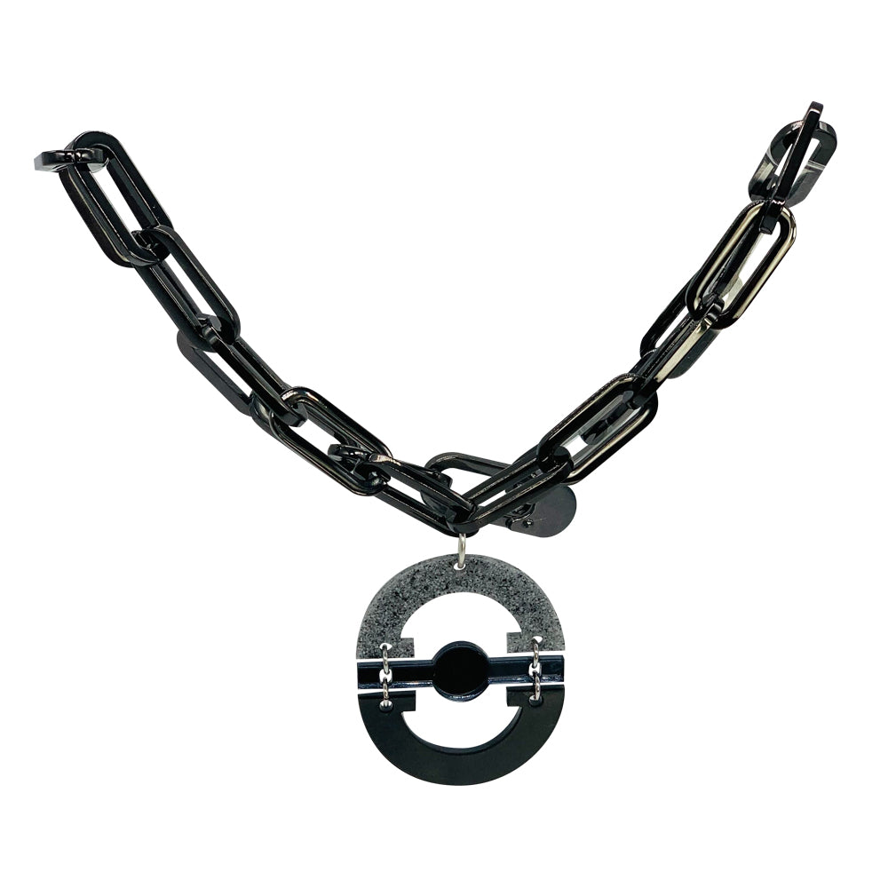 Chunky Orb Pendant - Grey Stone & Grey Pearl