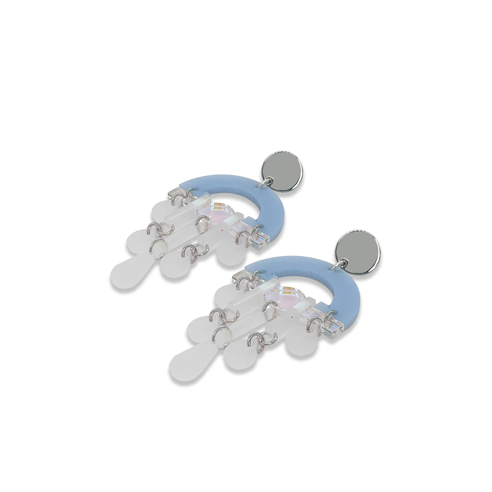 Fan Chandeliers - Powder Blue & White Frost