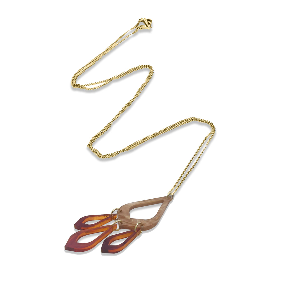 Feather Drop Pendant - Caramel Swirl & Tortoiseshell