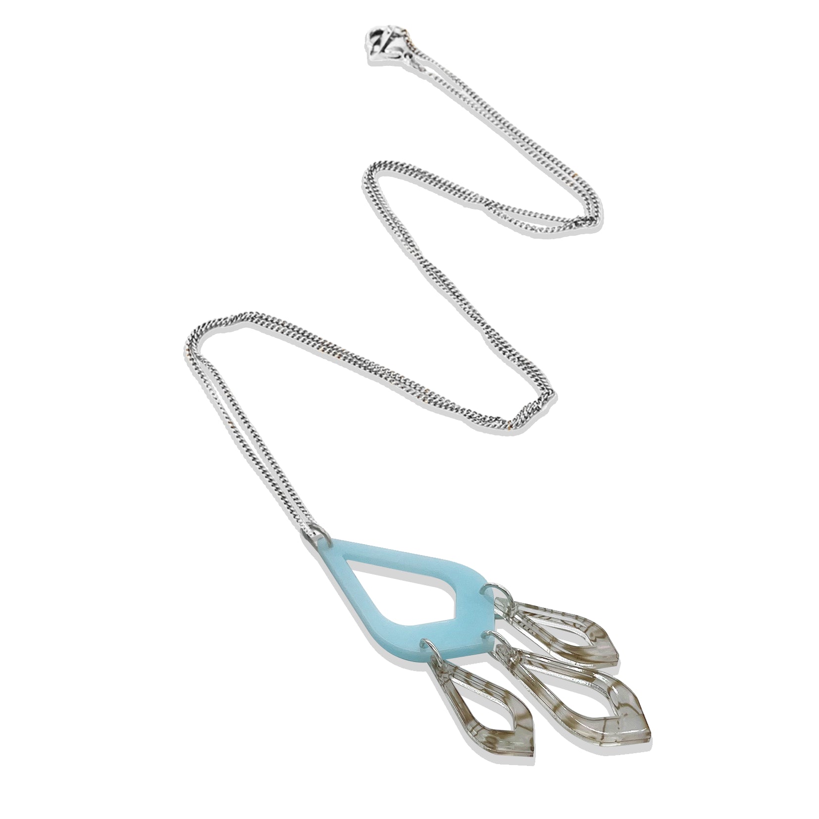 Feather Drop Pendant - Island Blue & Shell