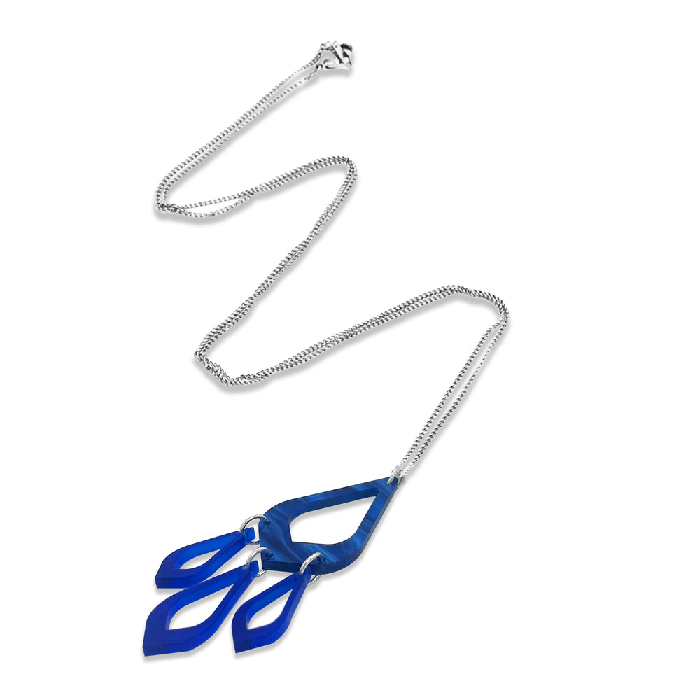 Feather Drop Pendant - Midnight Blue Swirl & Sapphire