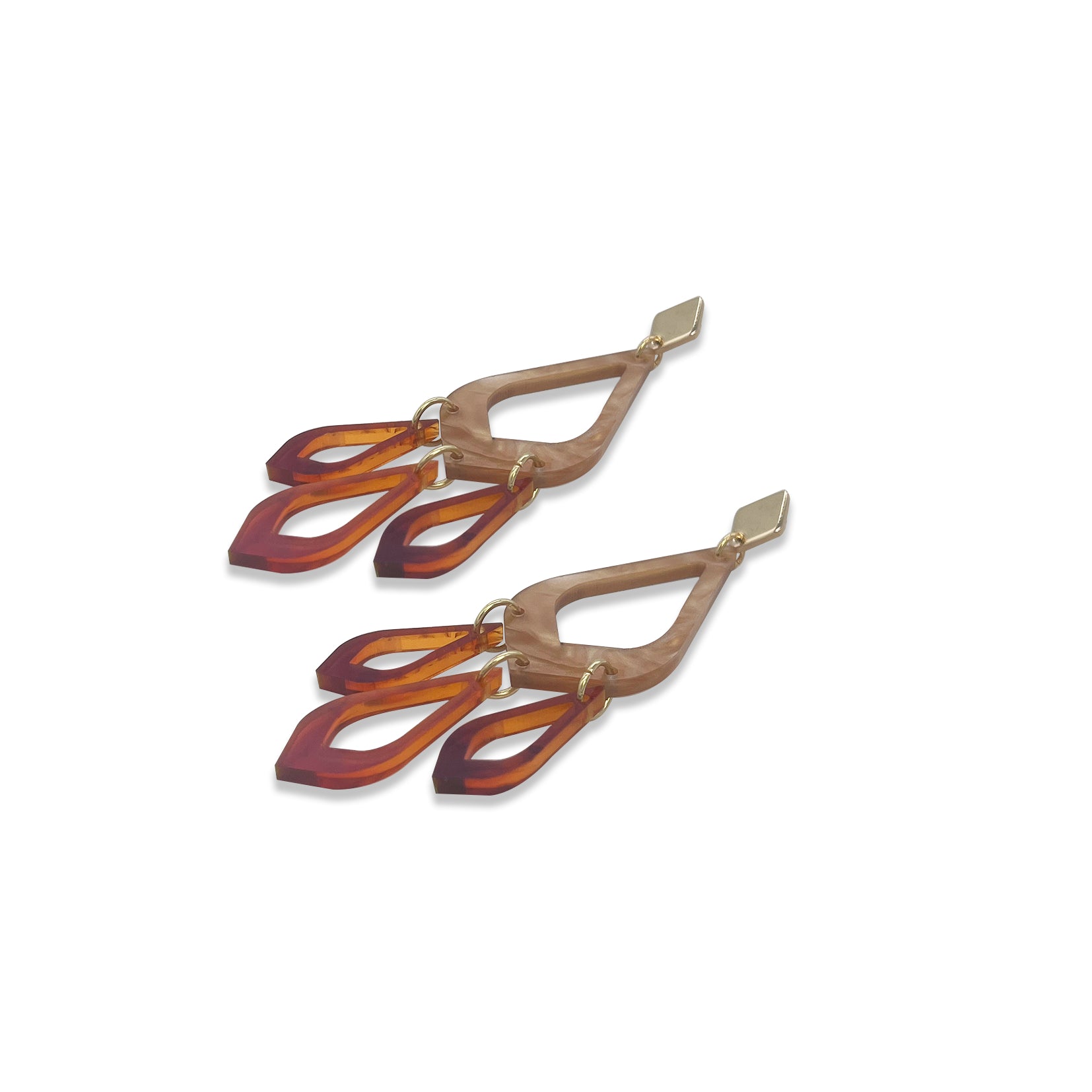 Feather Drop Earrings - Caramel Swirl & Tortoiseshell