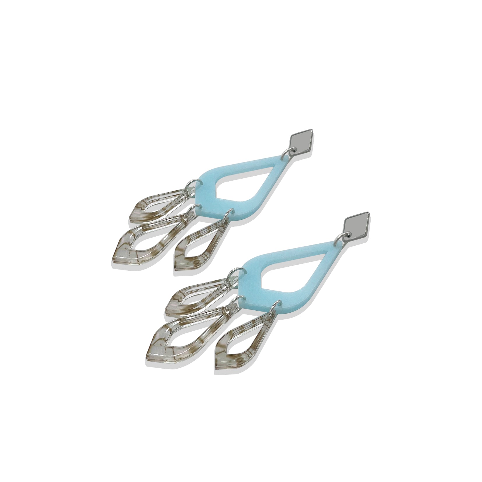 Feather Drop Earrings - Island Blue & Shell