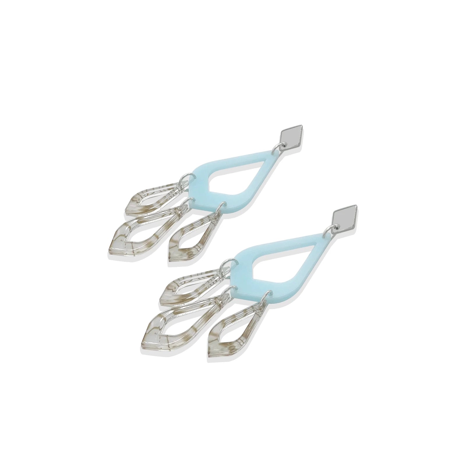 Feather Drop Earrings - Island Blue & Shell
