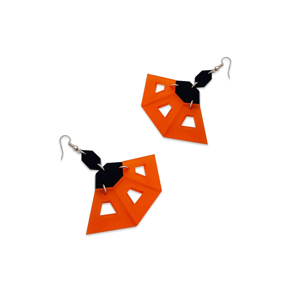 Flamenco Earrings - Mandarin & Black