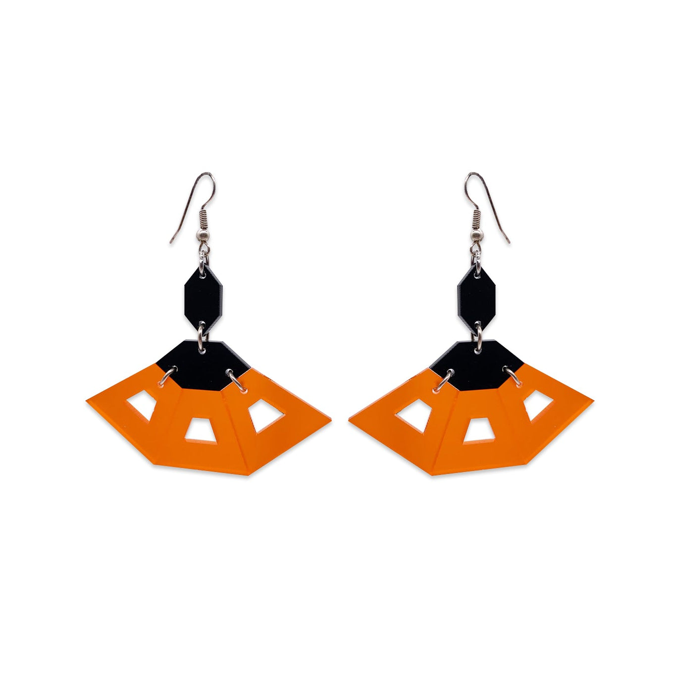 Flamenco Earrings - Mandarin & Black