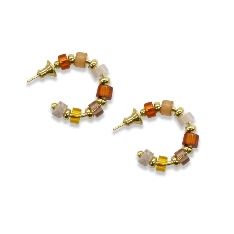 Beaded Hoop Earrings - Golden