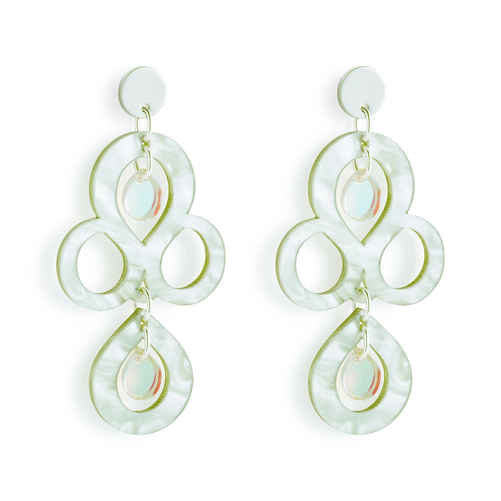 Petite Batik Earrings - Regent Green & Iridescent