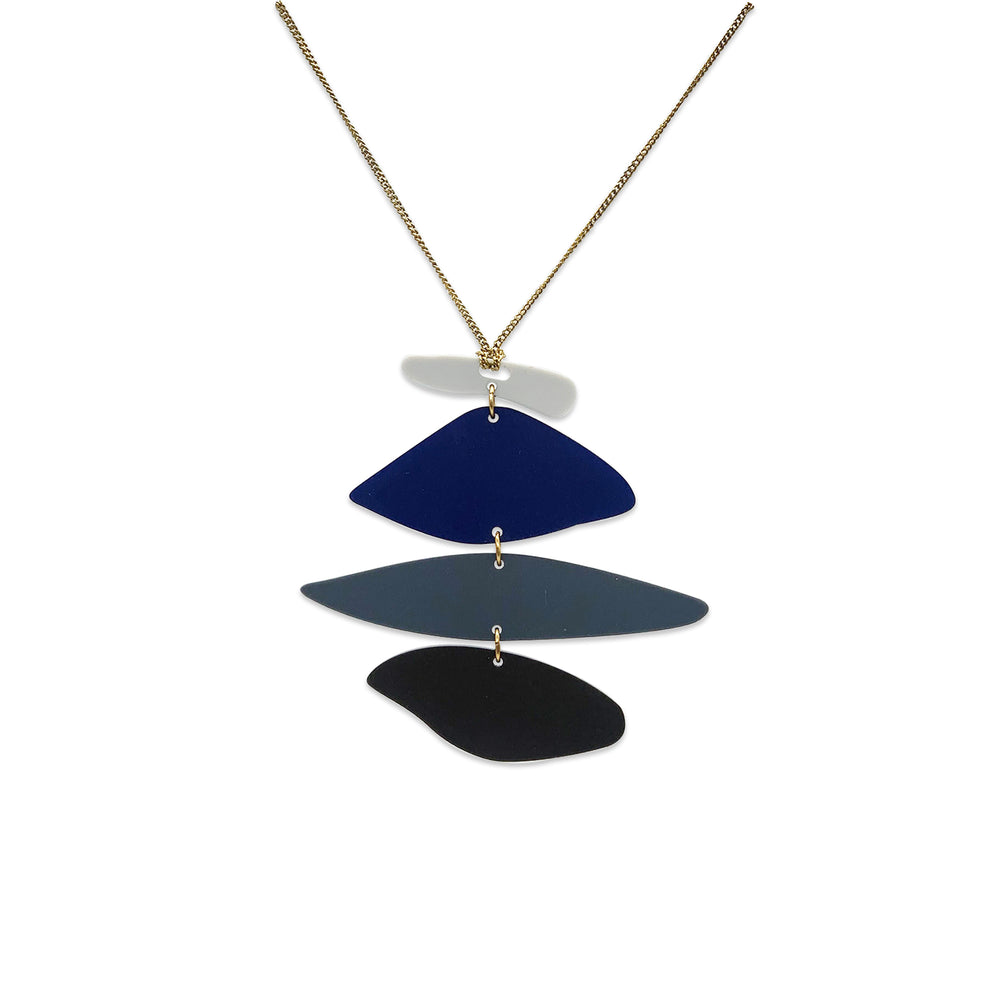 Long Rocks Pendant Necklace - Navy Mix