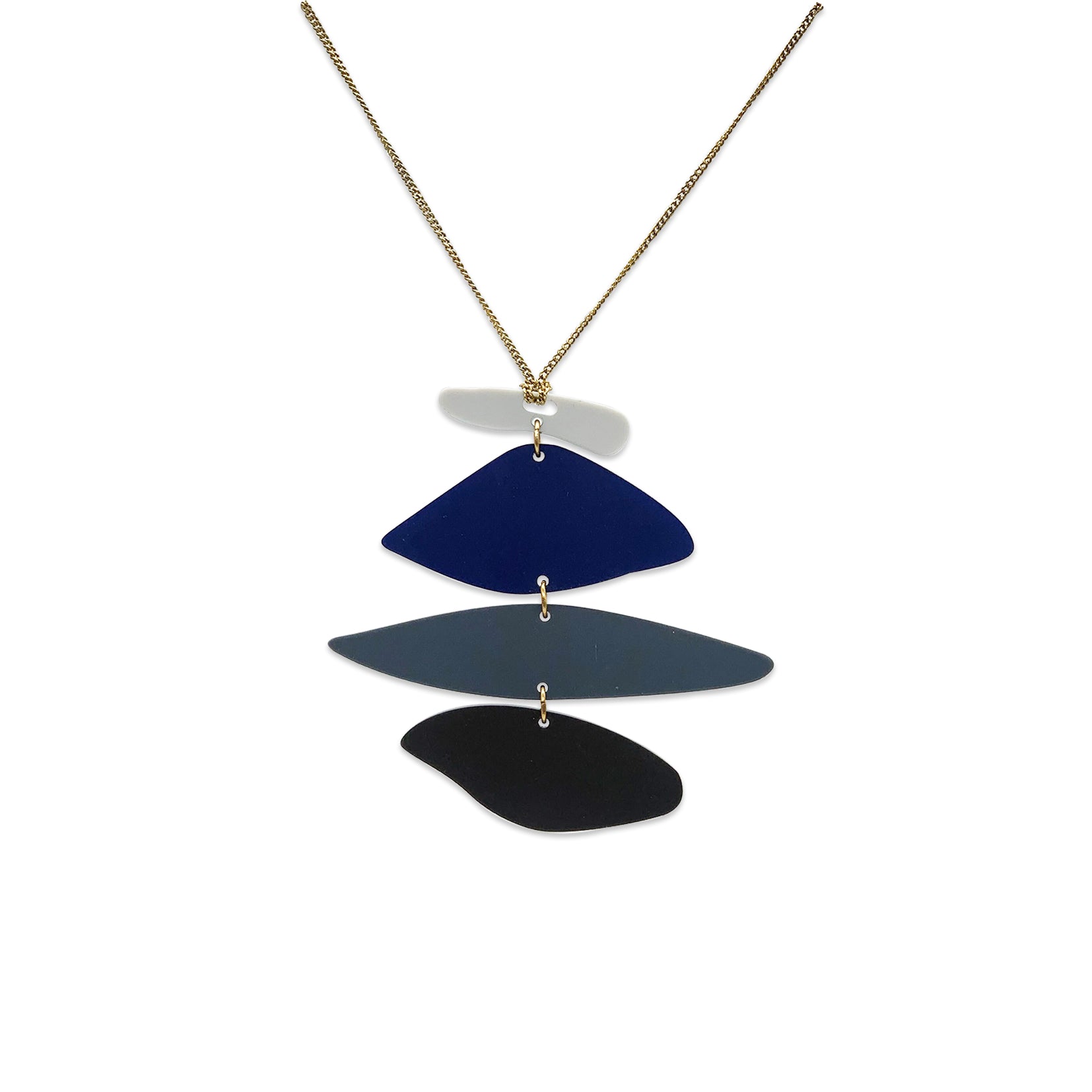 Long Rocks Pendant Necklace - Navy Mix