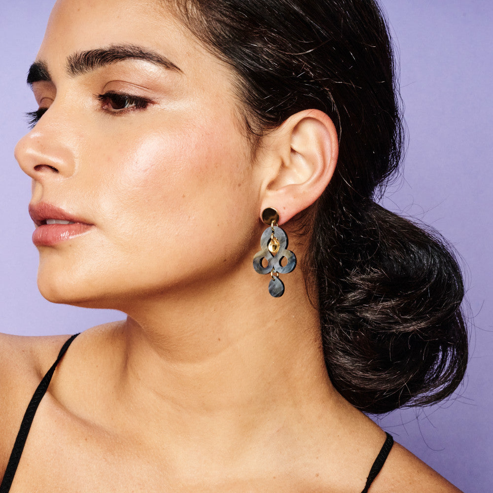 Mini Batik Earrings - Black Swirl