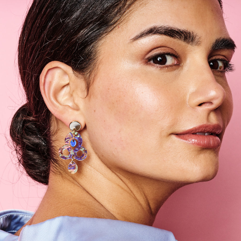 Mini Batik Earrings - Blue Splatter