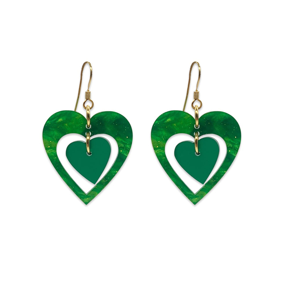 Mini Pop Hearts - Green Glitter & Emerald Green